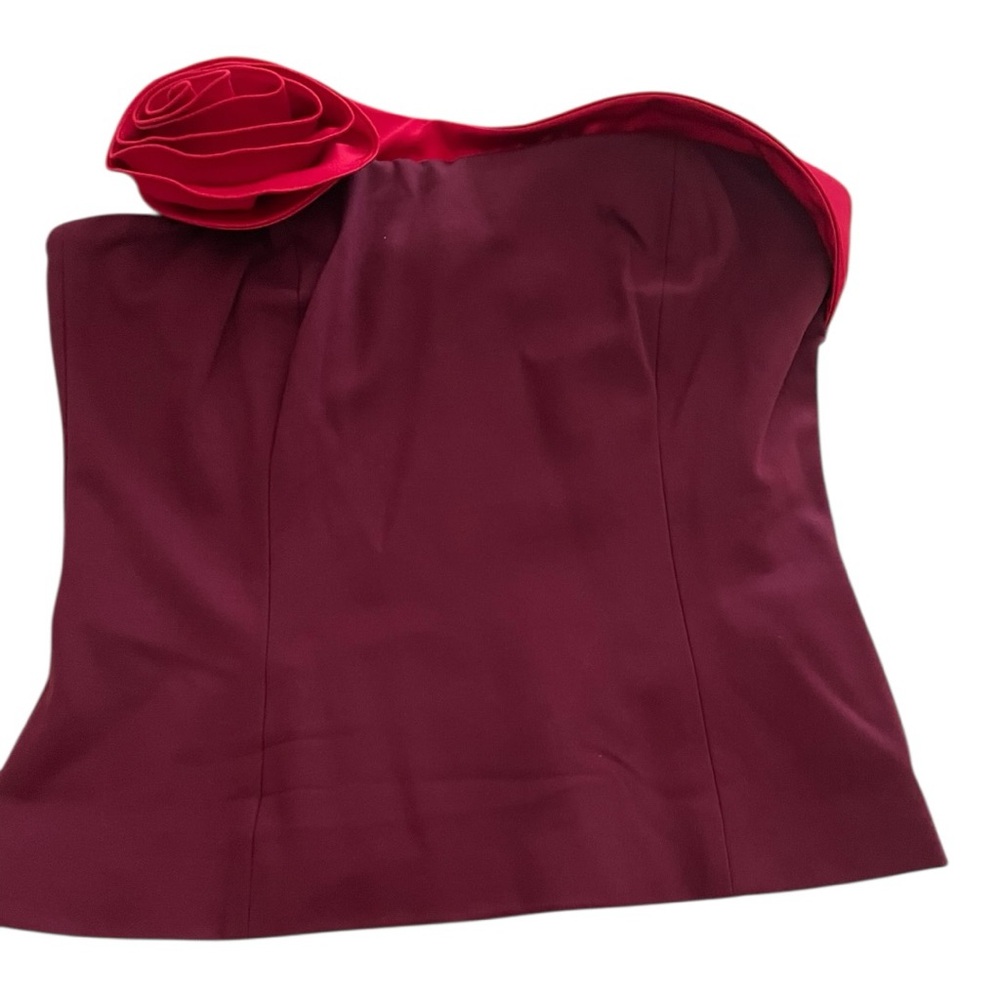 White House Black Market Floral Appliqué  Ponte  Bustier, Size 10, Red $ Ruby.